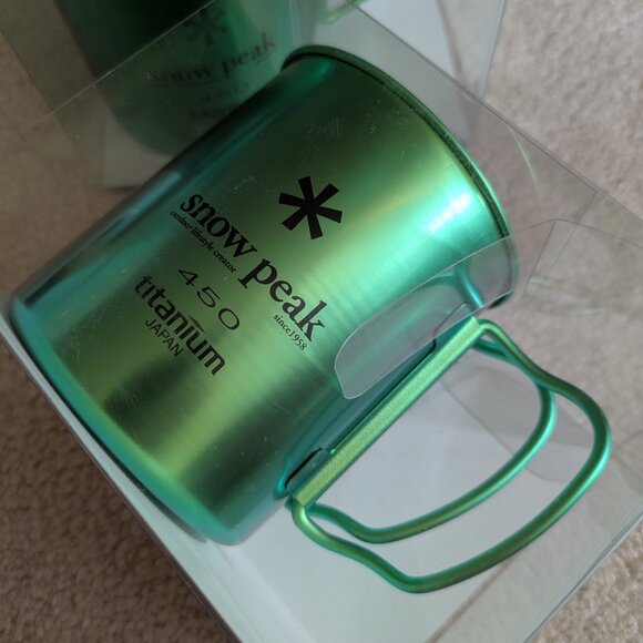 2 Snow Peak Titanium Anodized Cups/Mugs in Green, 450 mL - Picture 2 of 7